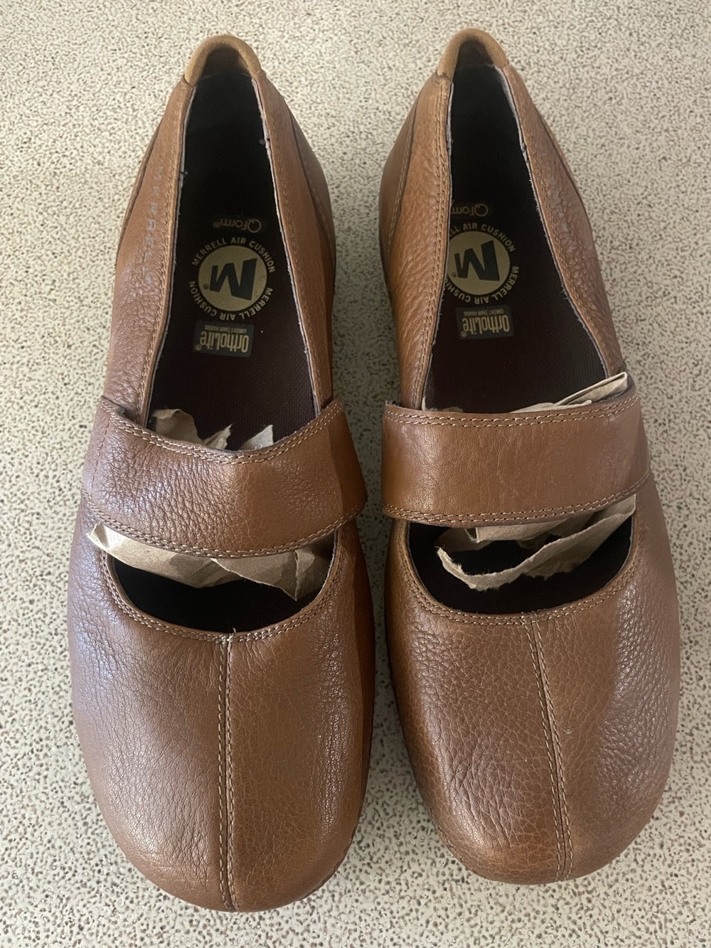 Merrell Women's Tan Brown Leather Mary Jane Flats